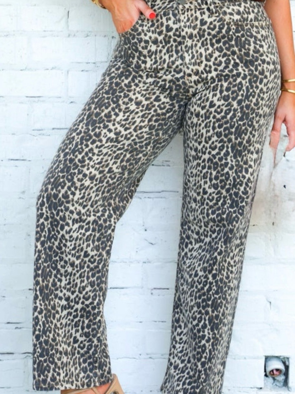 Just Black Leopard Pants- Beige & Black